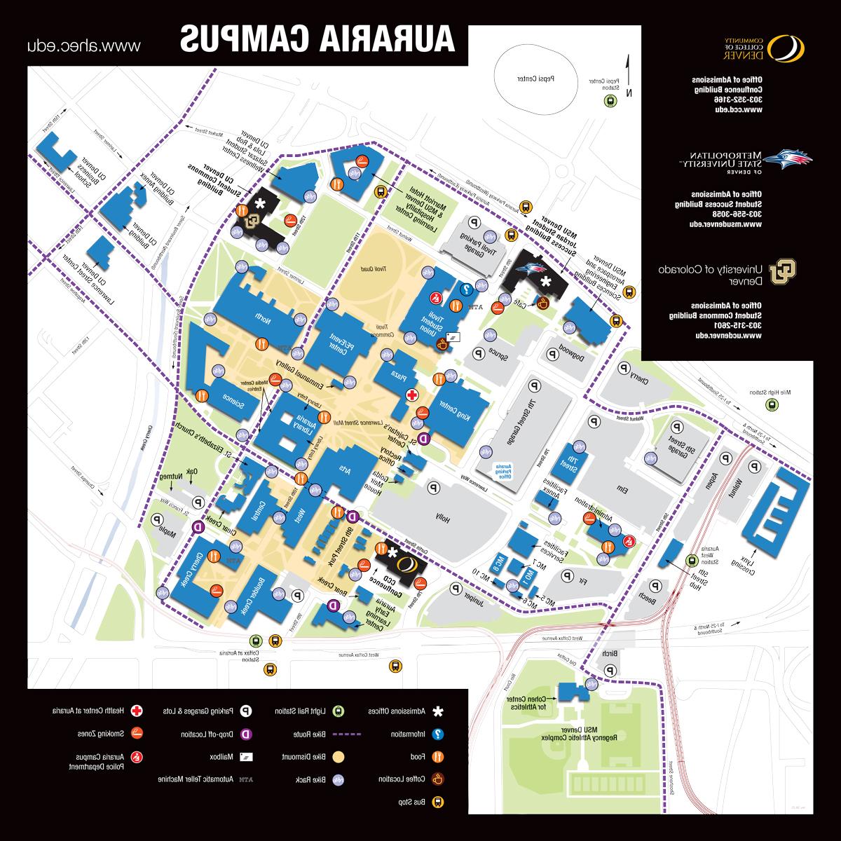 地图- Auraria校园